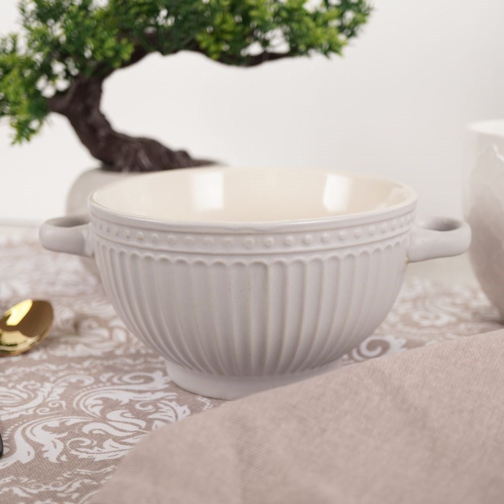 Bowl with ears for soup, cereal, yogurt, fruit, snacks