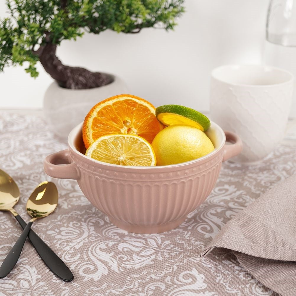 Bowl with ears for soup, cereal, yogurt, fruit, snacks