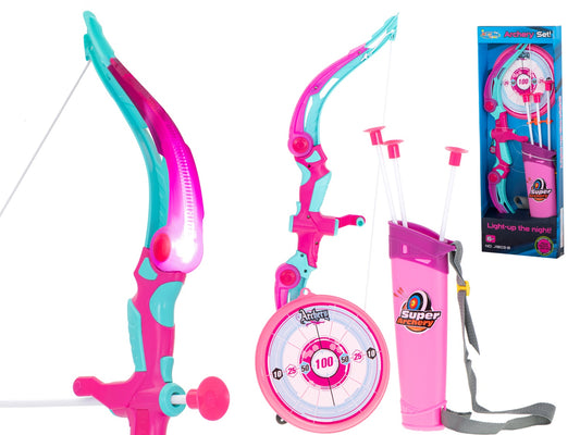 Bow with arrows and target set pink
