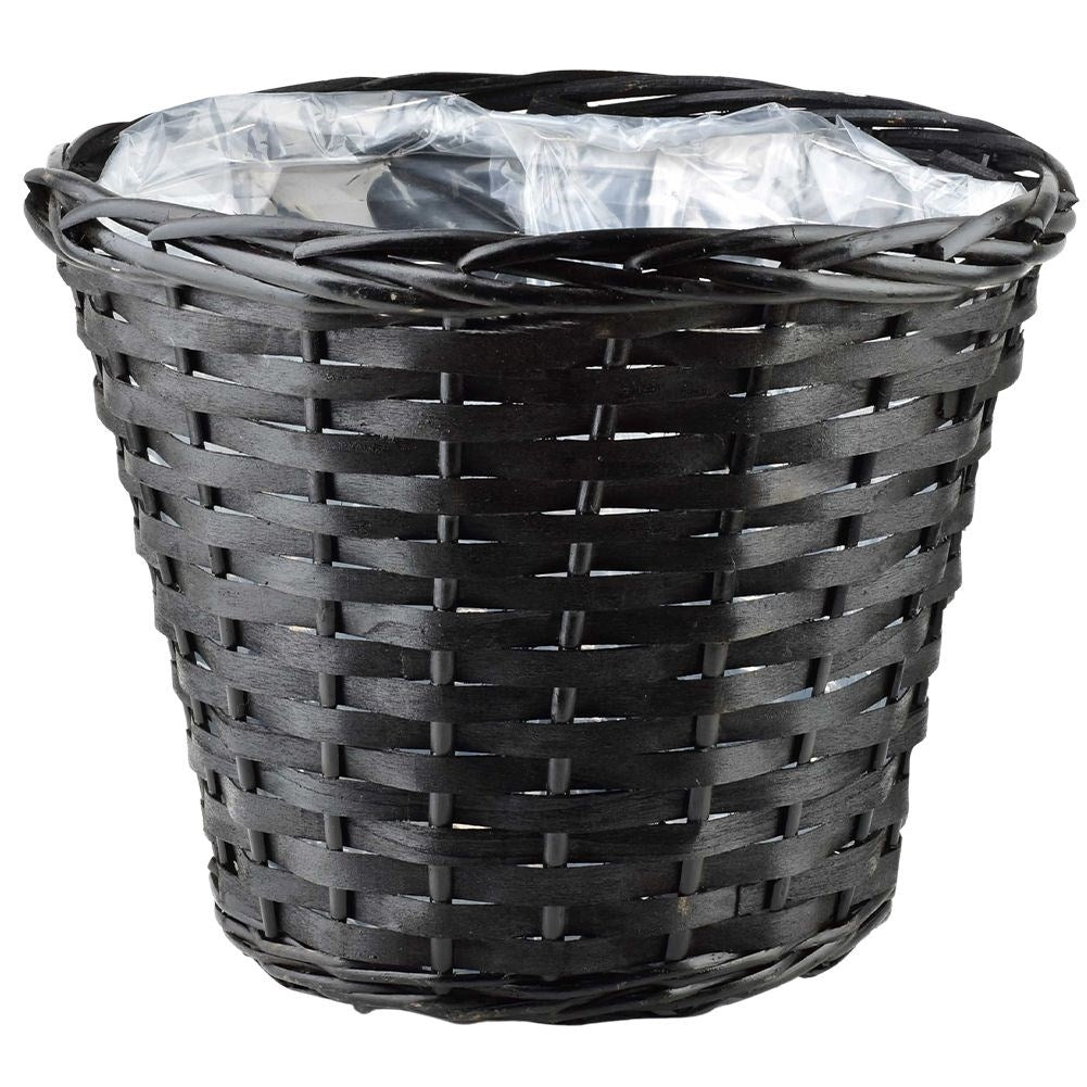 Braided gray willow pot with plastic inside for flowers and plants