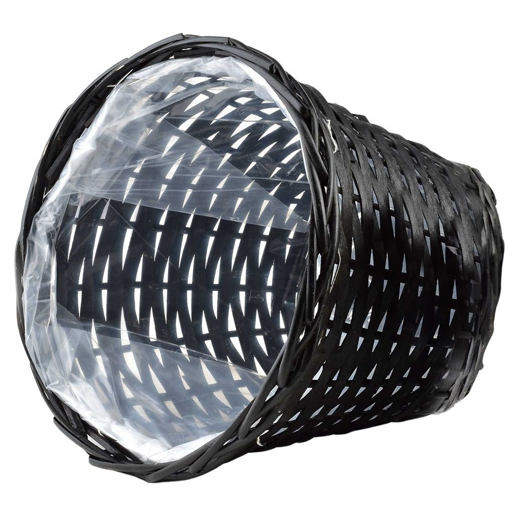 Braided gray willow pot with plastic inside for flowers and plants