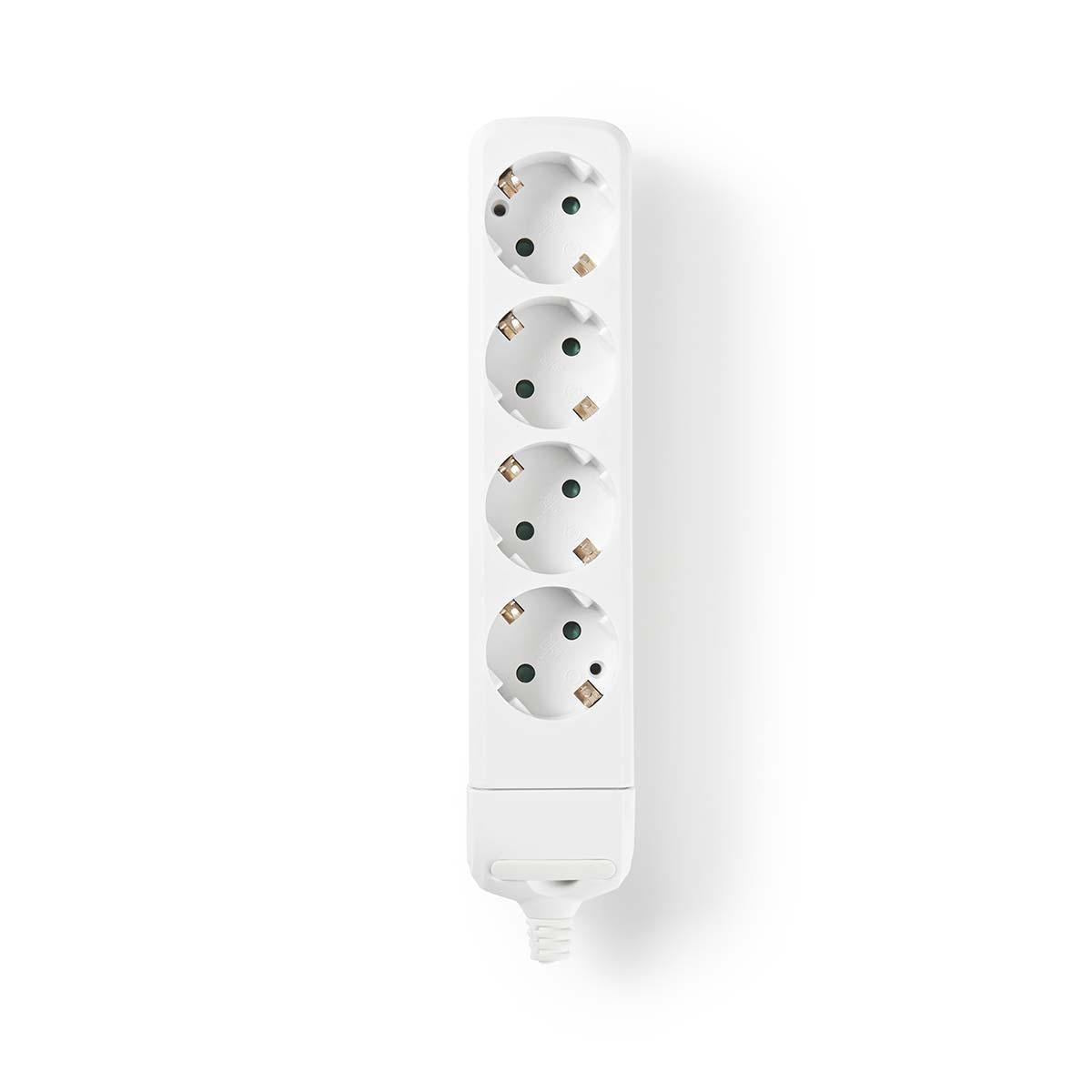 Branch contact | Earthed plug / Type F (CEE 7/7) | 4-way | 3680 W | 16 A| Type of grounding: Side contact | 230 V AC 50/60 Hz | Outlet angle: 45 ° | Without cable | White