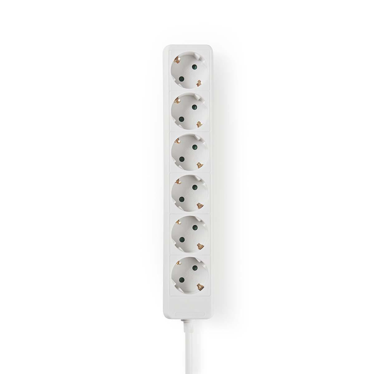 Branch contact | Earthed plug / Type F (CEE 7/7) | 6-way | 1.50 m | 3680 W | 16 A| Type of grounding: Side contact | 230 V AC 50/60 Hz | Outlet angle: 45 ° | H05VV-F 3G1.5mm² | White