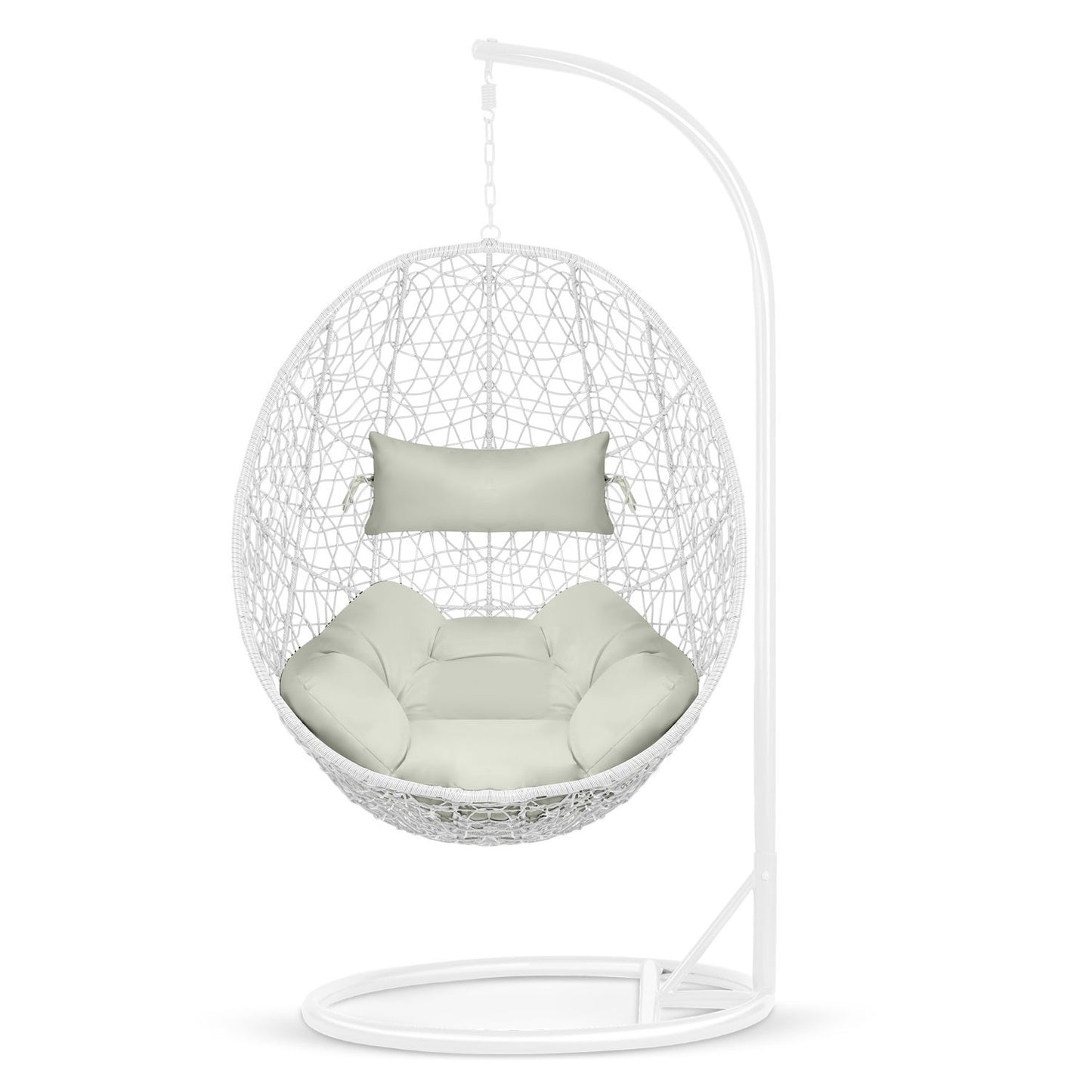 Brava hanging garden chair white + grey cushions Sofotel