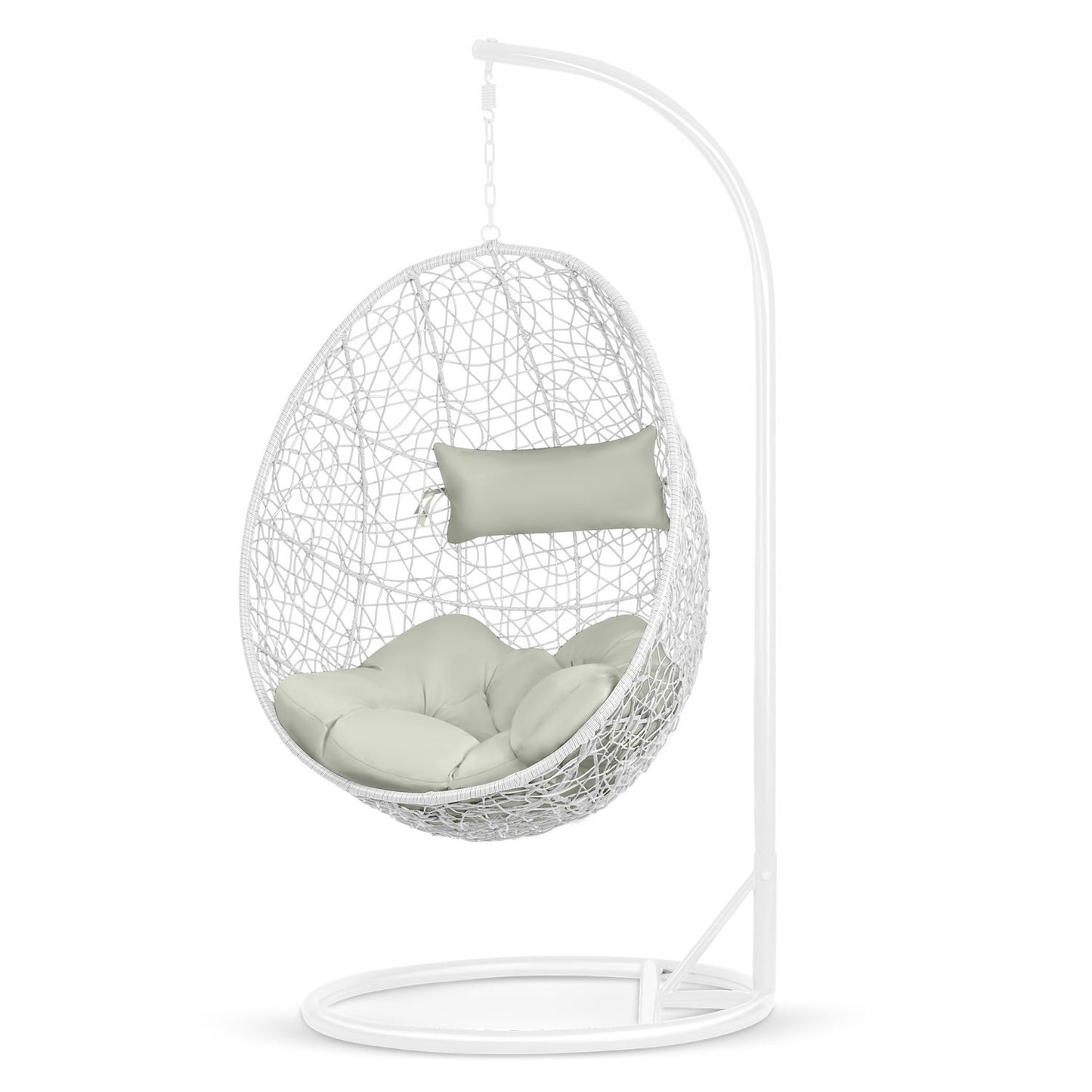 Brava hanging garden chair white + grey cushions Sofotel