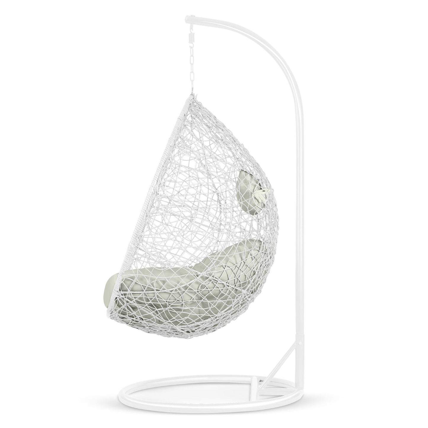 Brava hanging garden chair white + grey cushions Sofotel