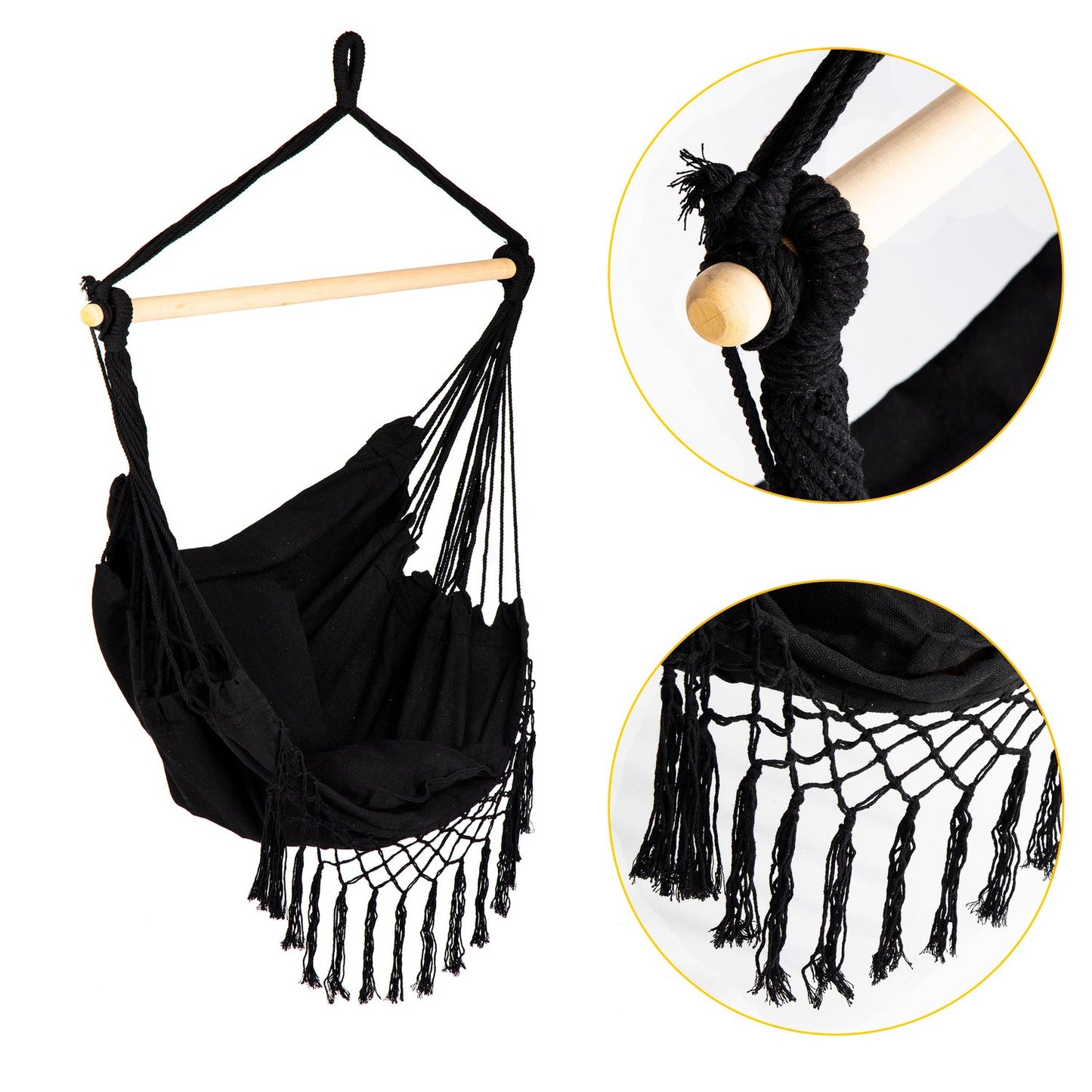 Brazilian chair, hanging chair, swing, hammock, black