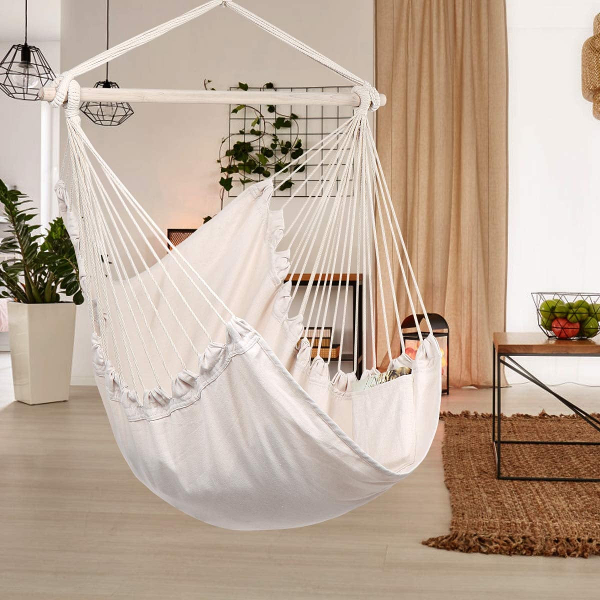 Brazilian hanging chair, hammock, garden swing white
