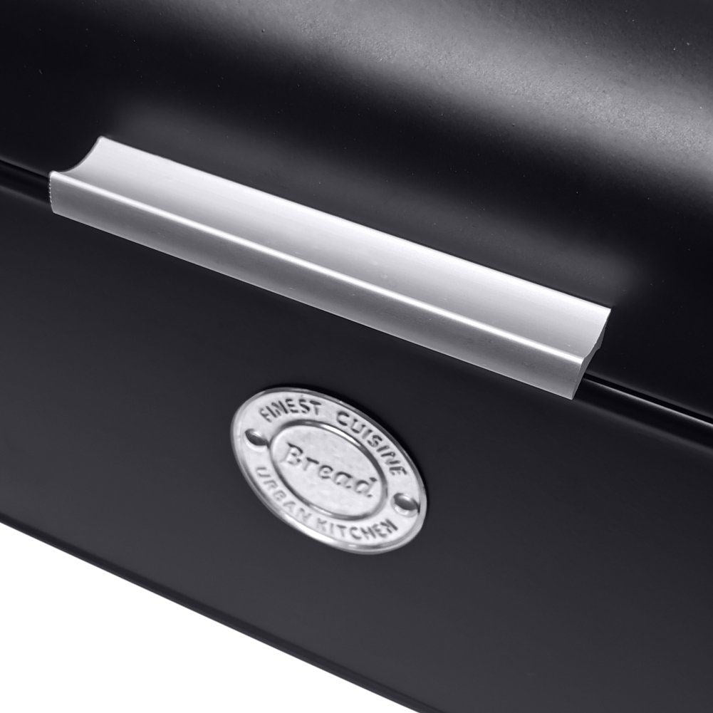 Bread box in matt black metal for fresh bread
