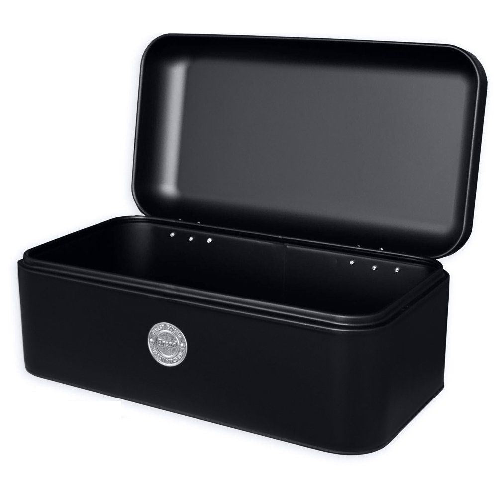 Bread box in matt black metal for fresh bread