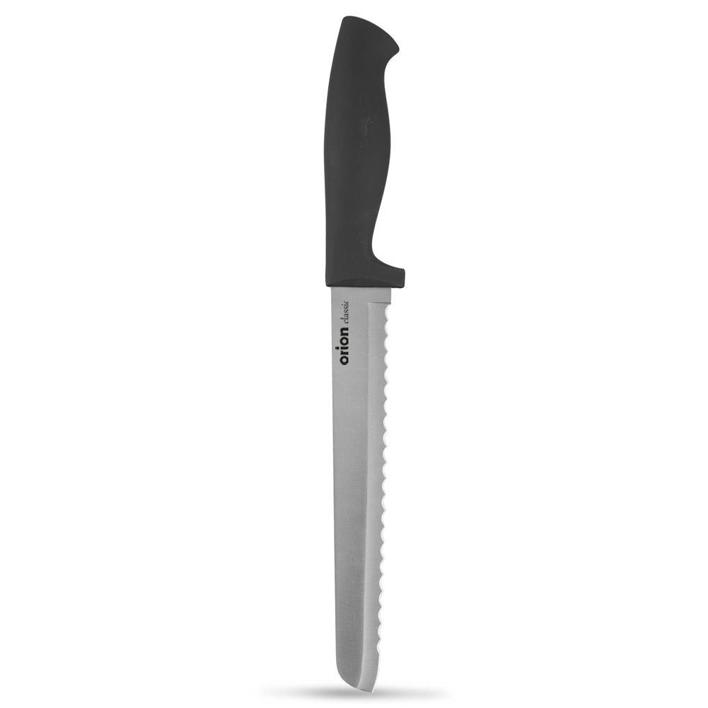 Bread knife: Long serrated blade, ergonomic handle, 17.5 cm
