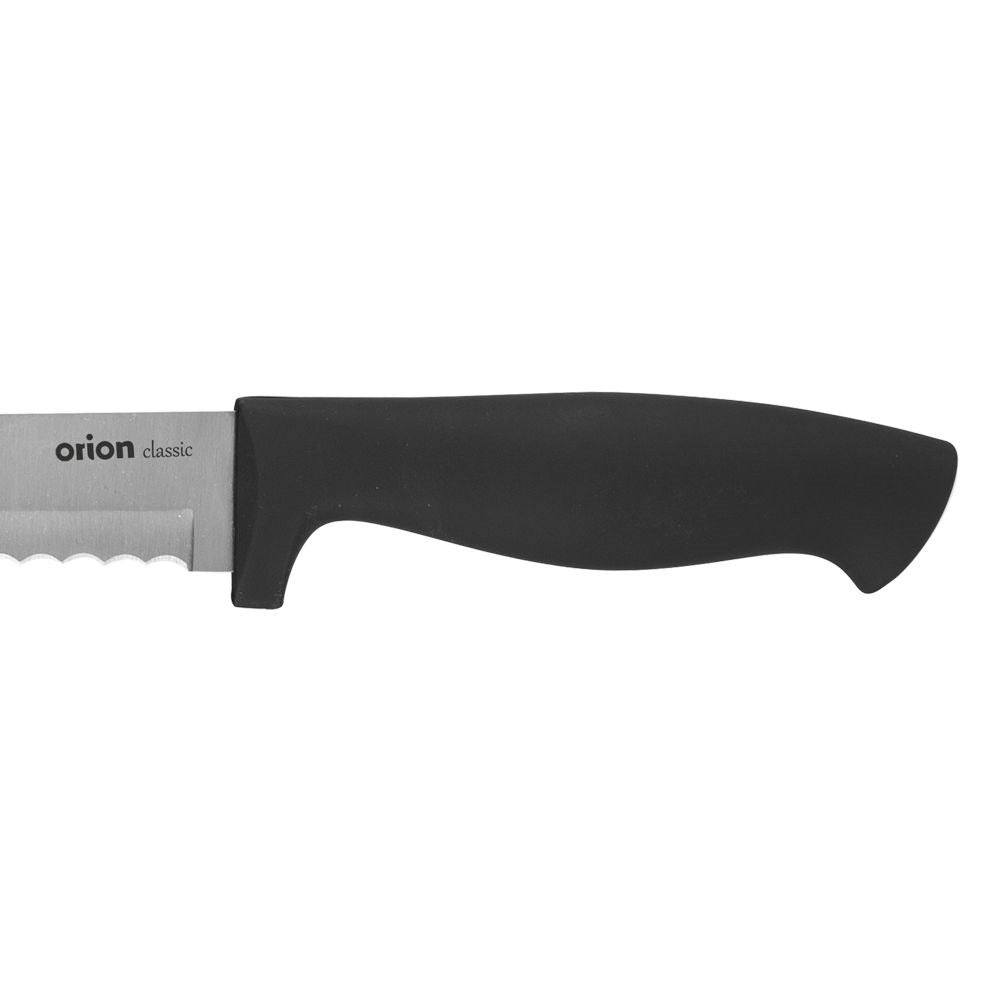 Bread knife: Long serrated blade, ergonomic handle, 17.5 cm