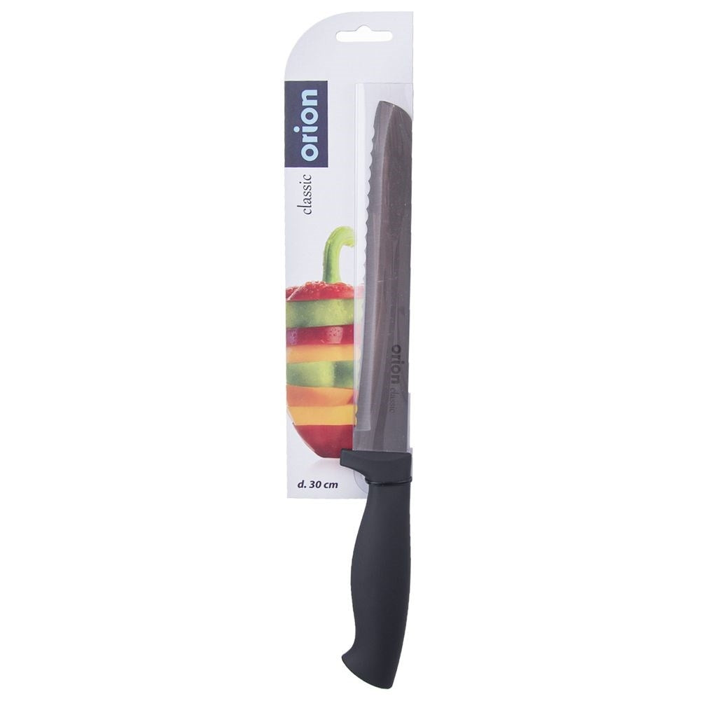 Bread knife: Long serrated blade, ergonomic handle, 17.5 cm