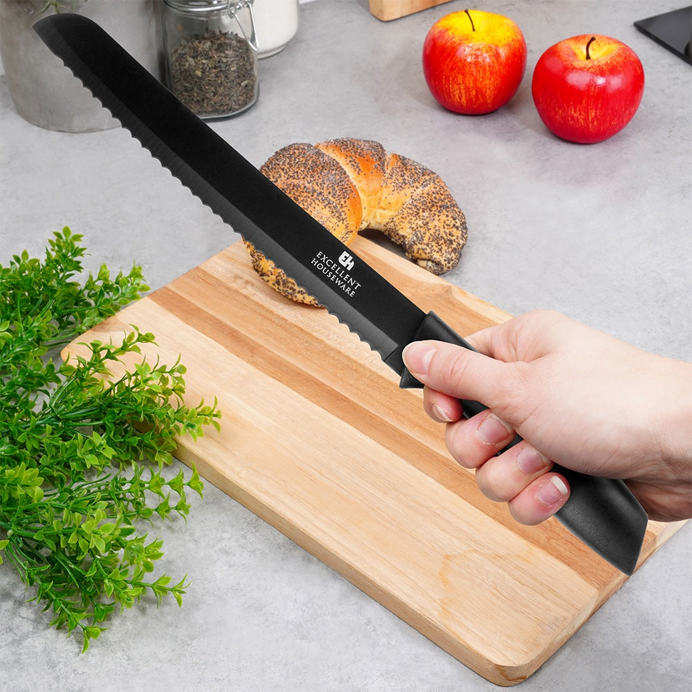 Bread knife steel black 32 cm