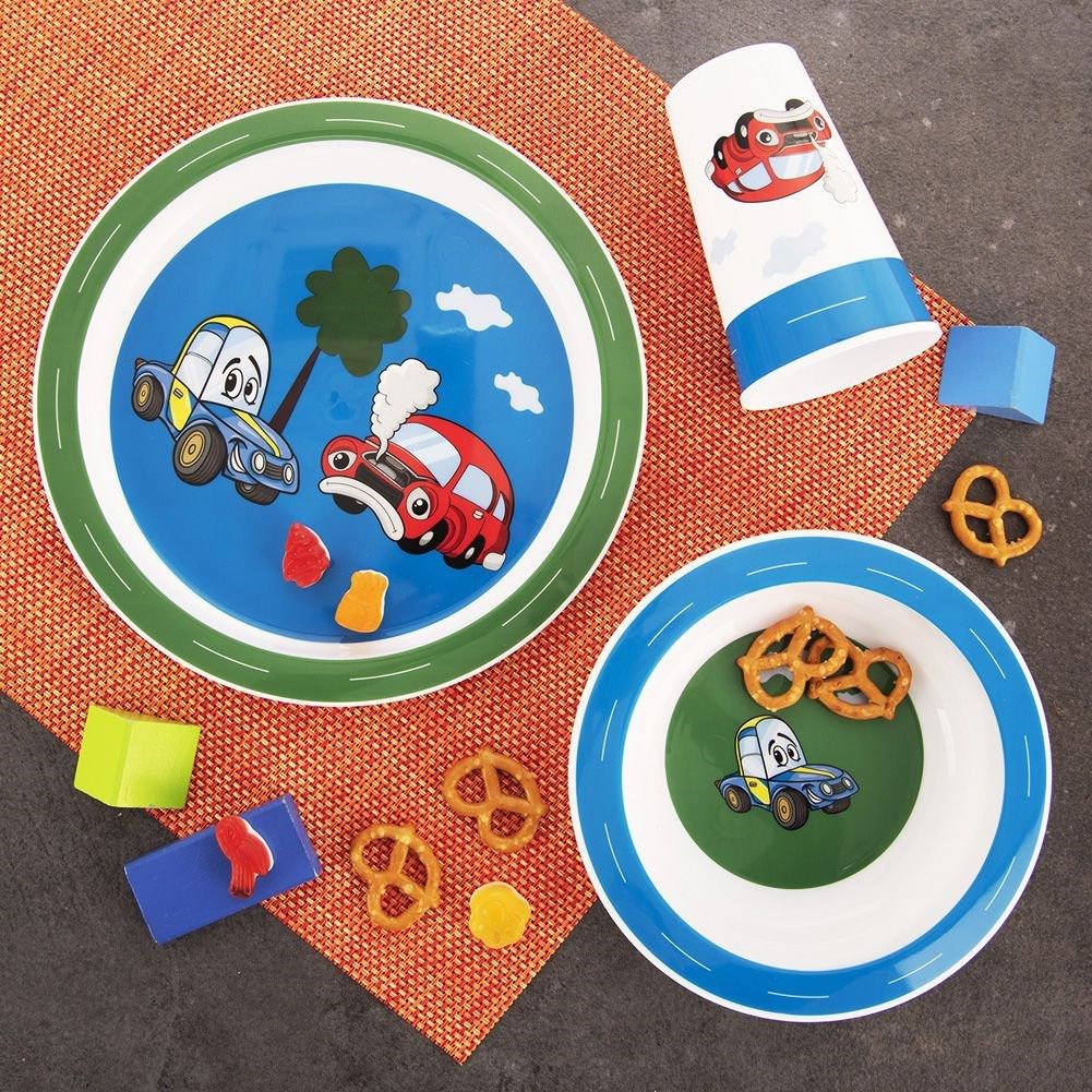 Breakfast Set for Children - Plate, Bowl, Mug with Children's Motif