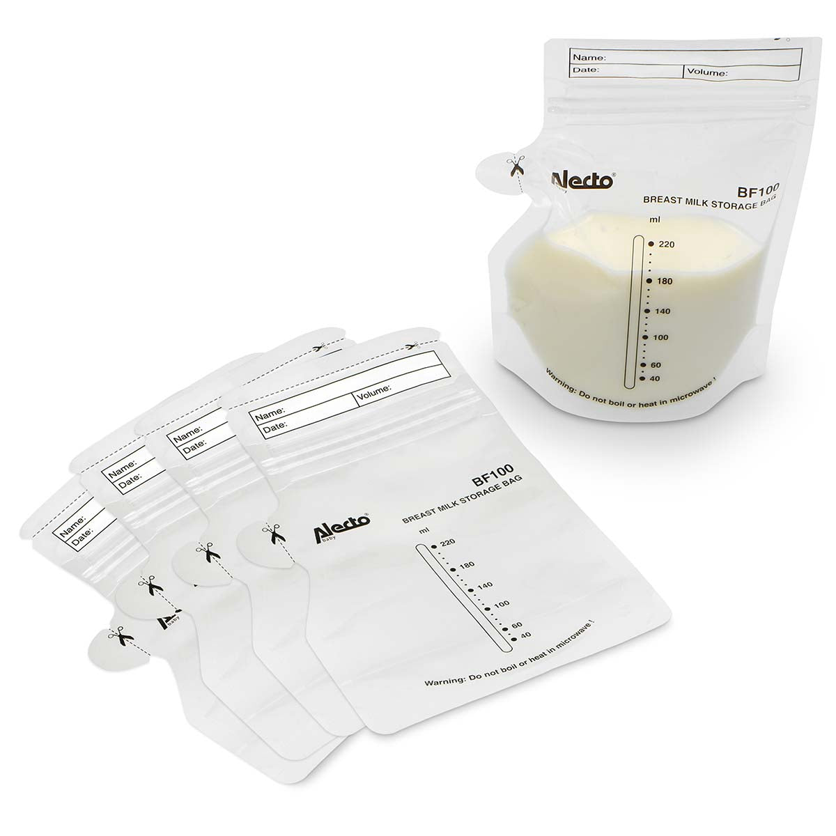 Breast Milk Storage Bags, 220ml, 100 Pack, Leak-Proof