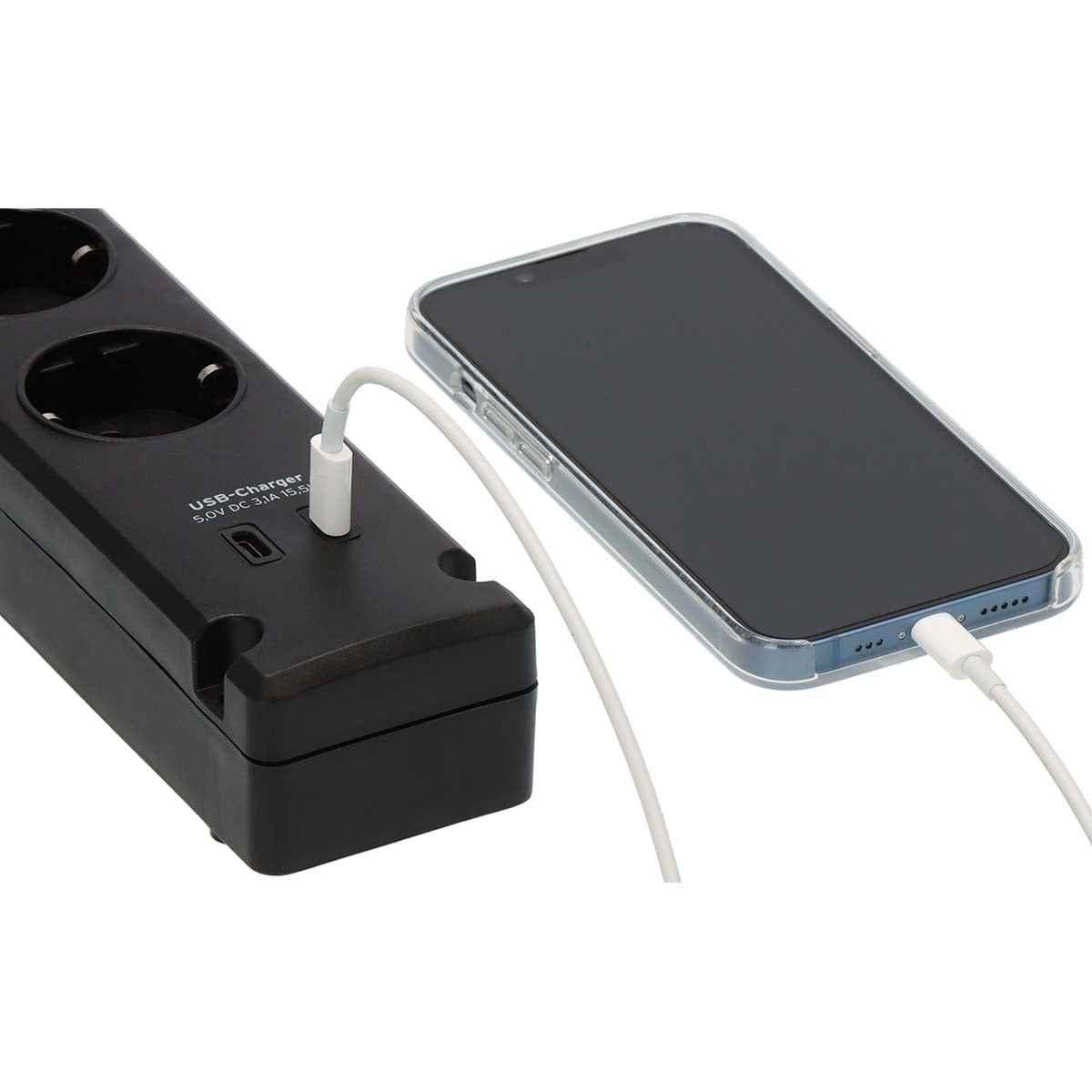 Bremounta power strip with 2 USB C charging sockets 5x black 3m H05VVF3G1.5