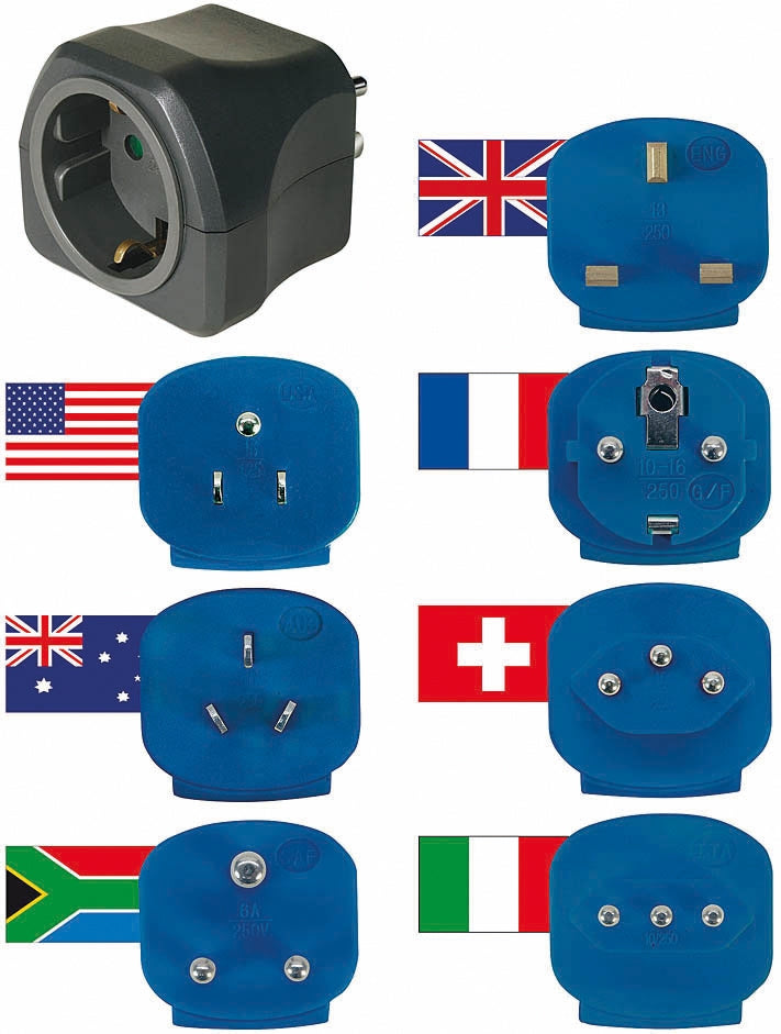 Brennenstuhl Travel Adapter, 7 adapters, 150 countries - Black