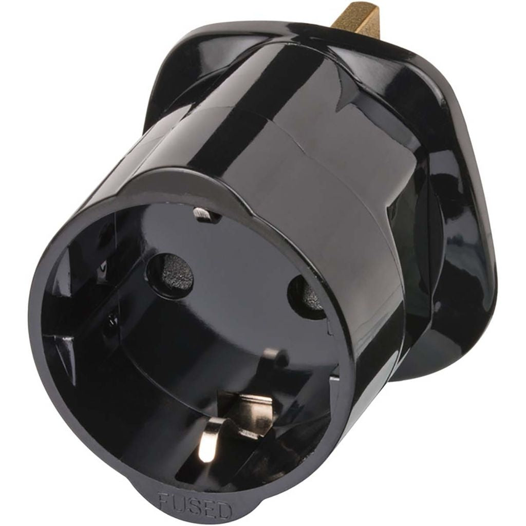 Brennenstuhl Travel Adapter Europe to UK Earthed - Black