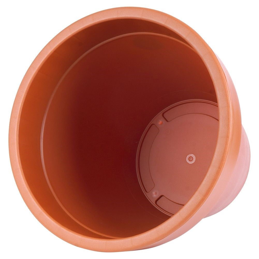Brick red flower pot in weatherproof plastic for the garden