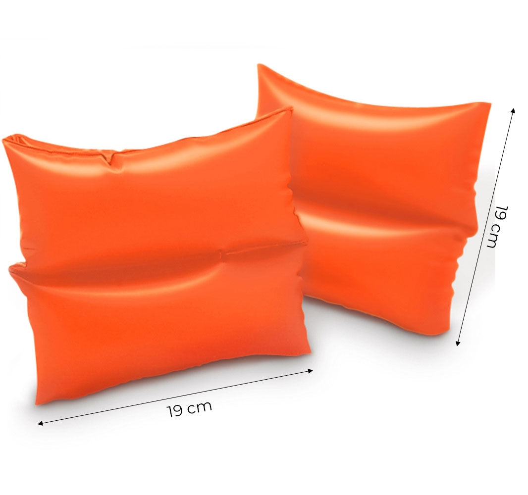 Bright inflatable armbands for swimmers learning to swim