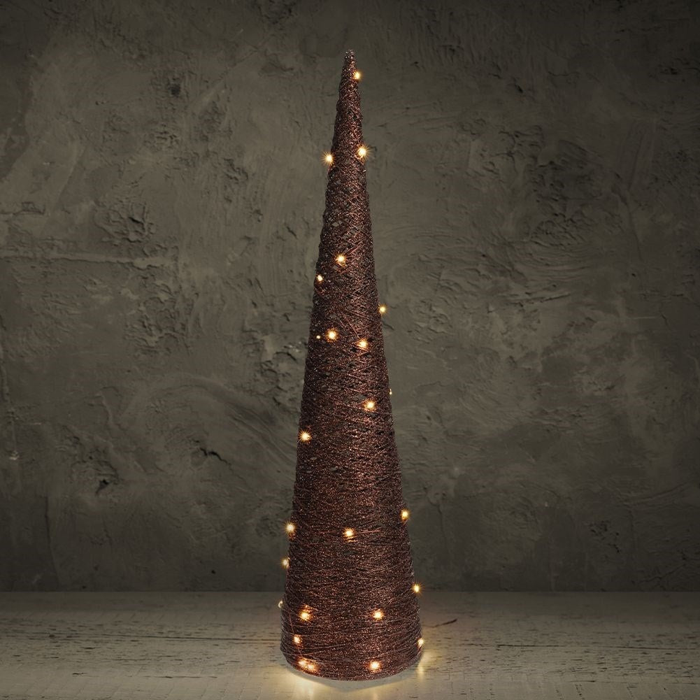 Brown Christmas tree in raffia with LED lights - 77 cm