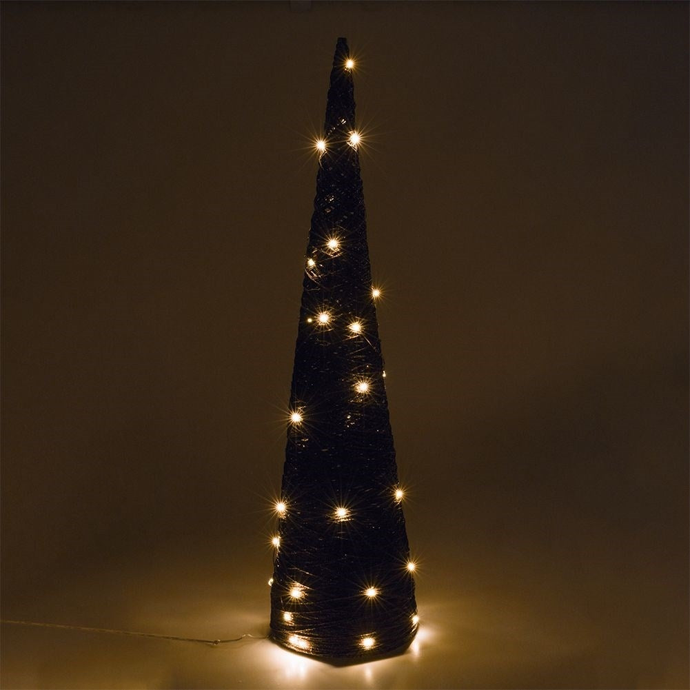 Brown Christmas tree in raffia with LED lights - 77 cm