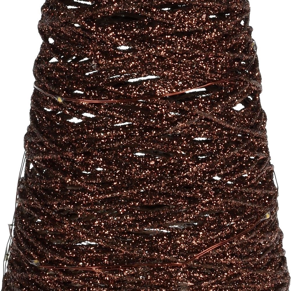 Brown Christmas tree in raffia with LED lights - 77 cm