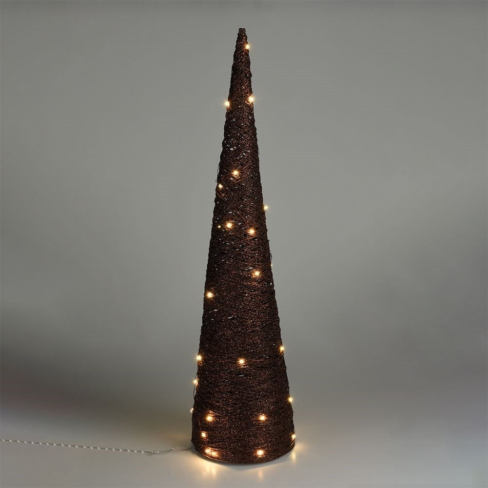 Brown Christmas tree in raffia with LED lights - 77 cm