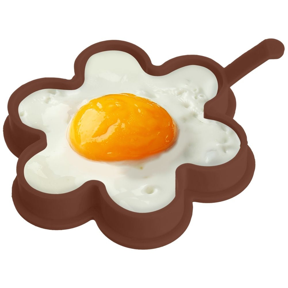 Brown Silicone Mold for Fried Eggs & Pancakes in Flower Shape