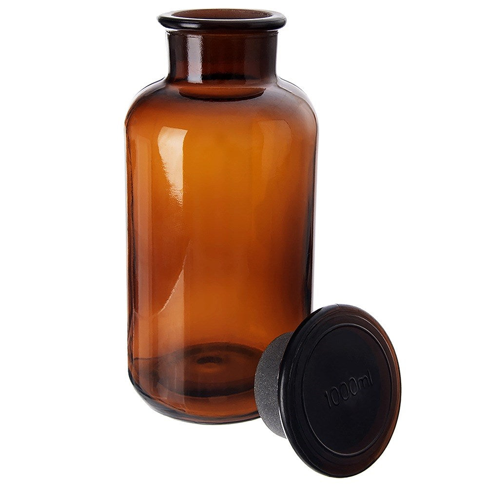 Brown glass food container with wide-neck cork 1 l