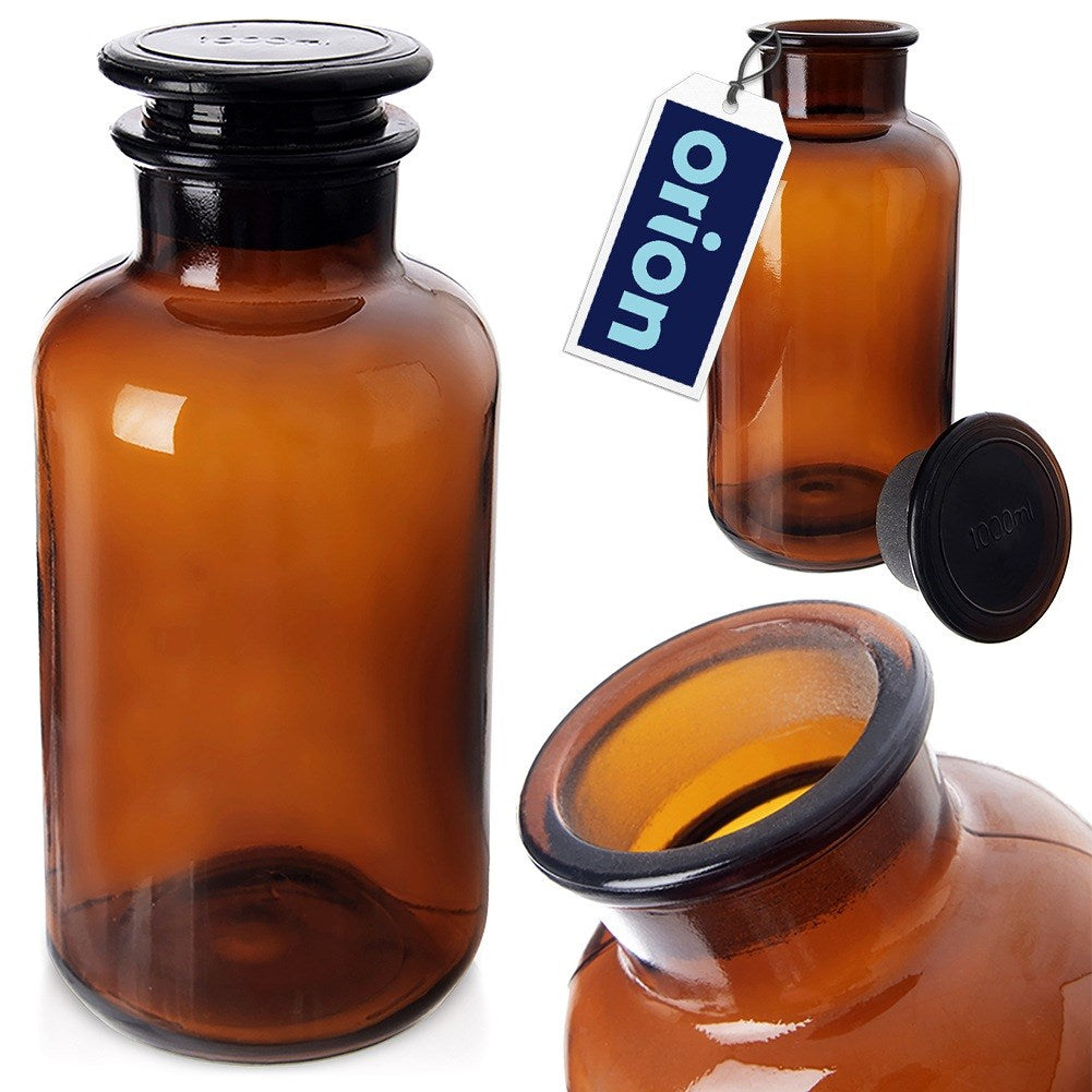 Brown glass food container with wide-neck cork 1 l