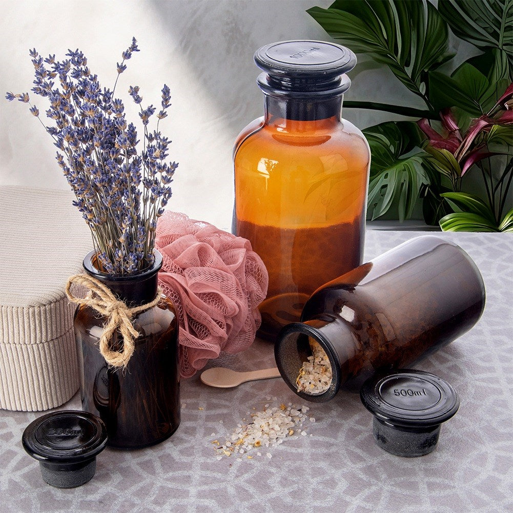 Brown glass food container with wide-neck cork 250 ml