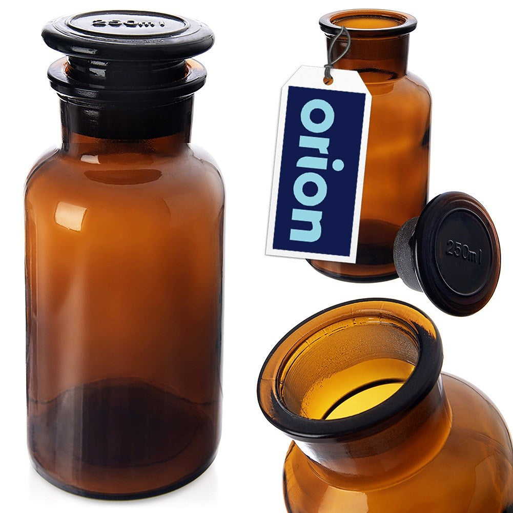 Brown glass food container with wide-neck cork 250 ml