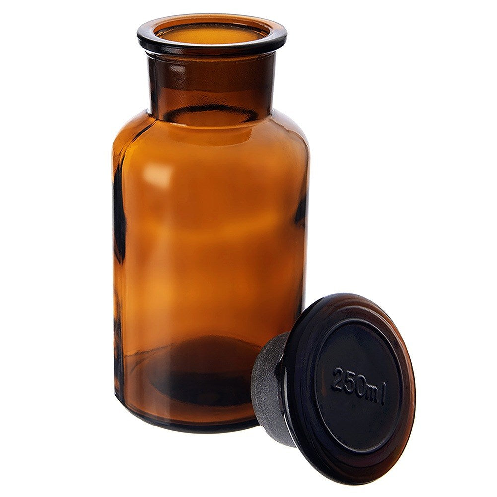 Brown glass food container with wide-neck cork 250 ml