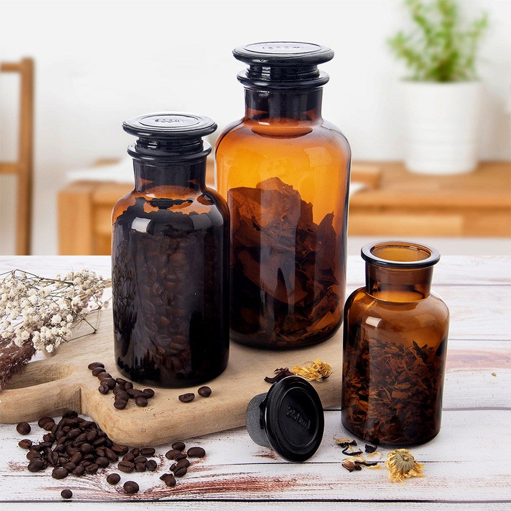 Brown glass food container with wide-neck cork 250 ml