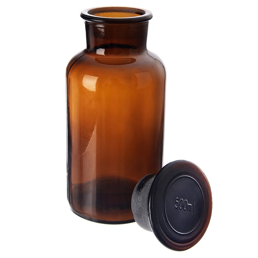 Brown glass food container with wide-neck cork 500 ml