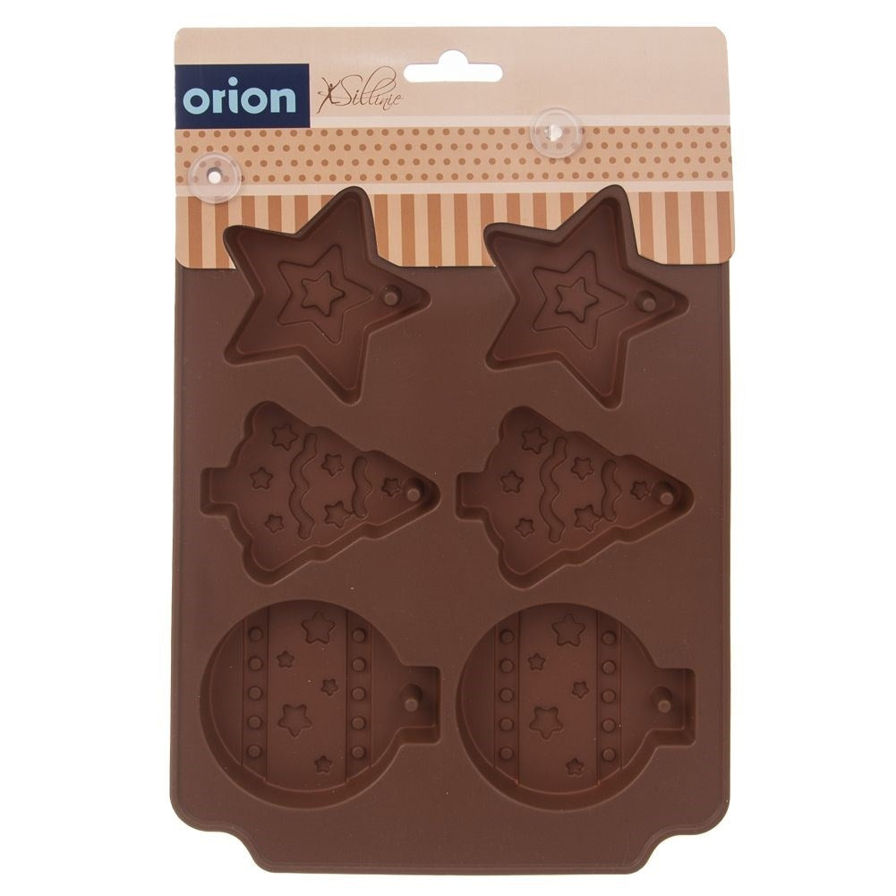 Brown silicone mold for crunchy Christmas cookies, oven safe 220°C