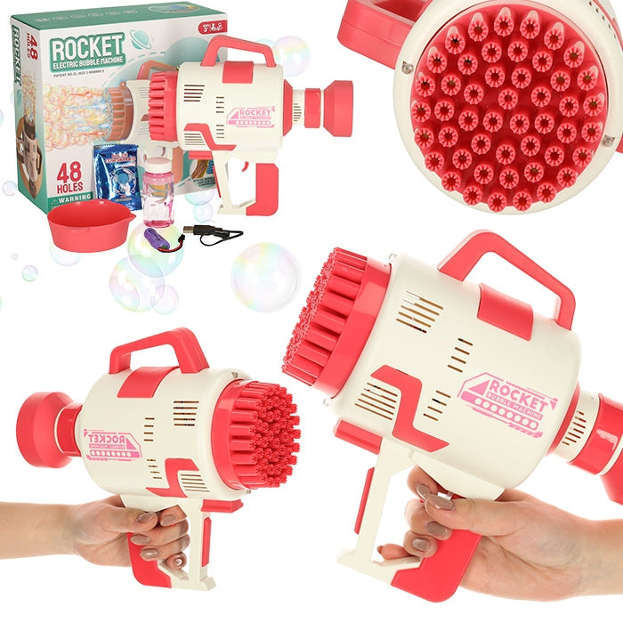 Bubble gun machine soap bubble lights pink