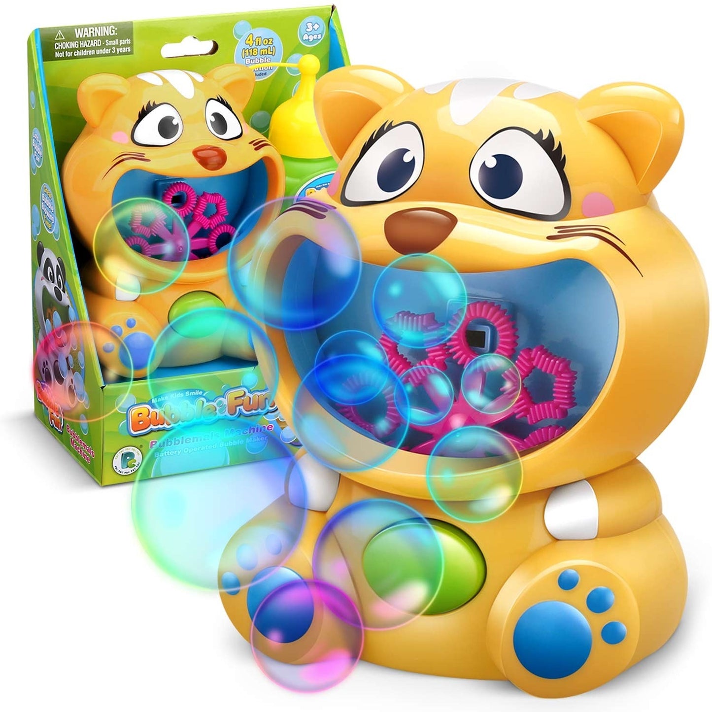 Bubble machine in the shape of a yellow cat - Ricokids RK-900