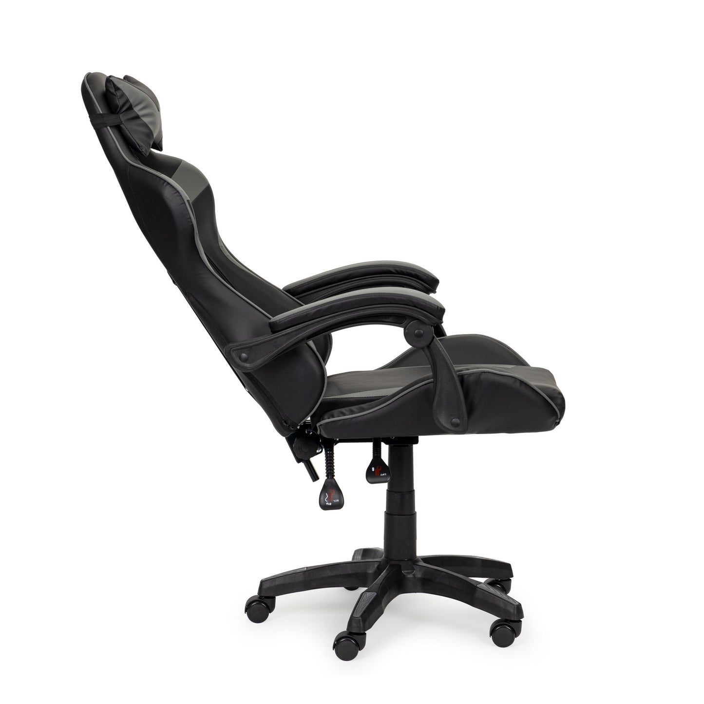 Bucket gaming chair, office chair with adjustment and cushions