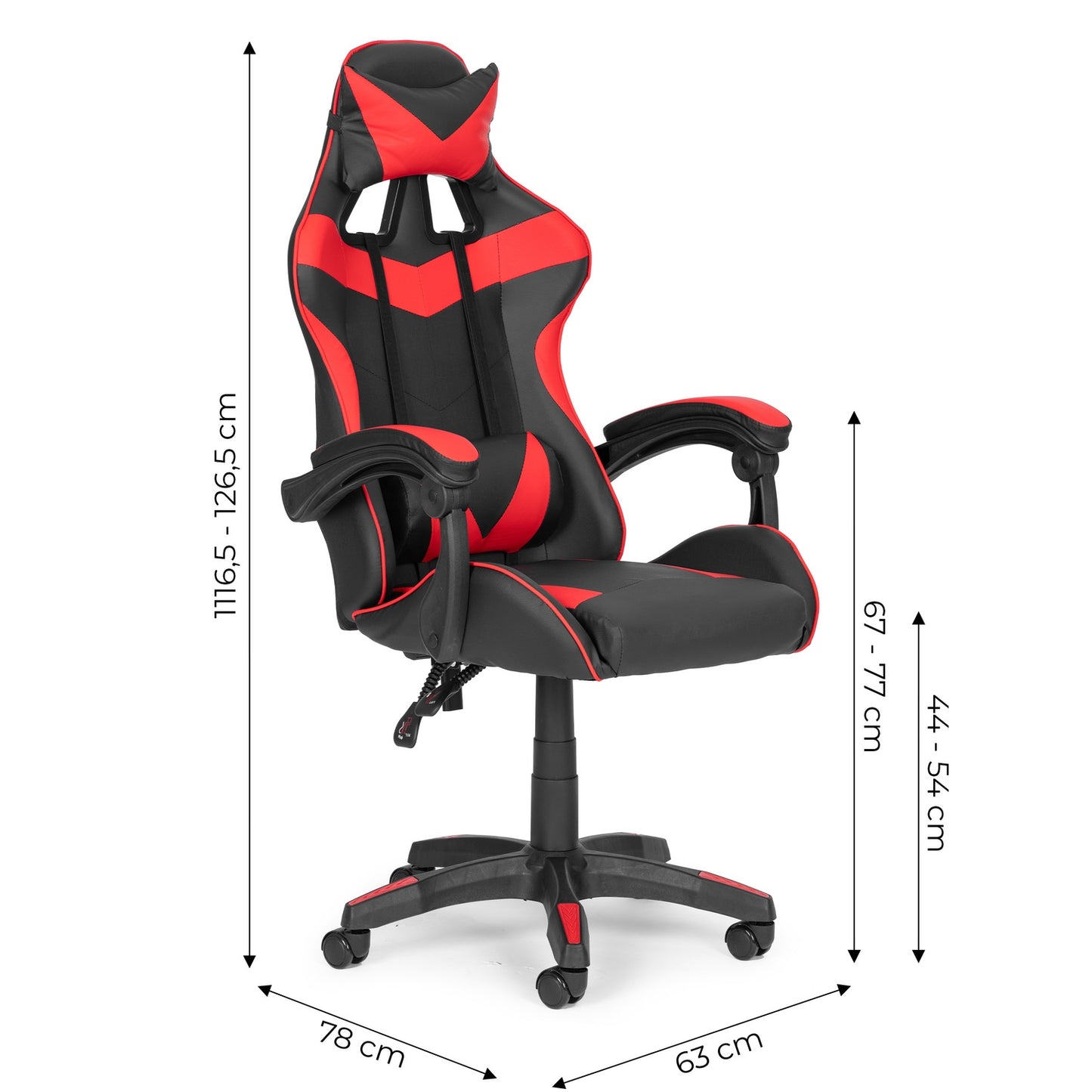 Bucket gaming chair, office chair with adjustment and cushions
