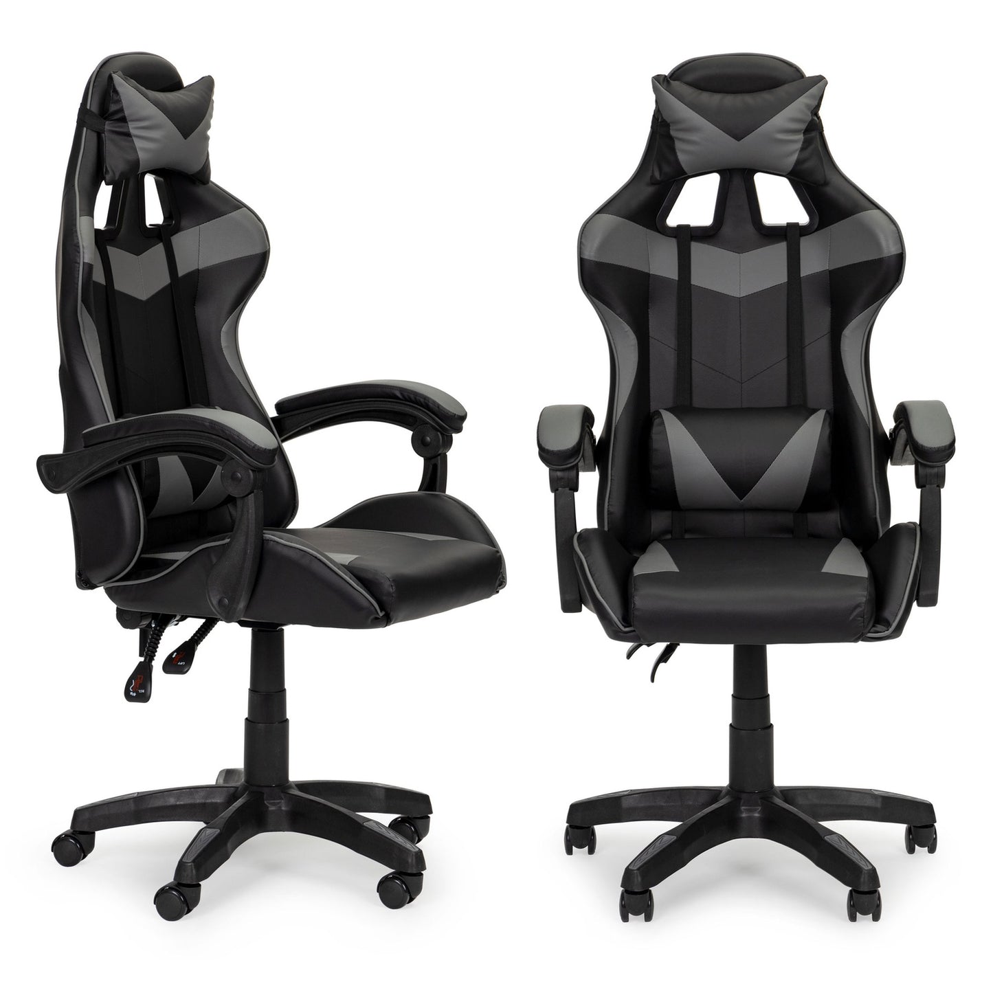 Bucket gaming chair, office chair with adjustment and cushions