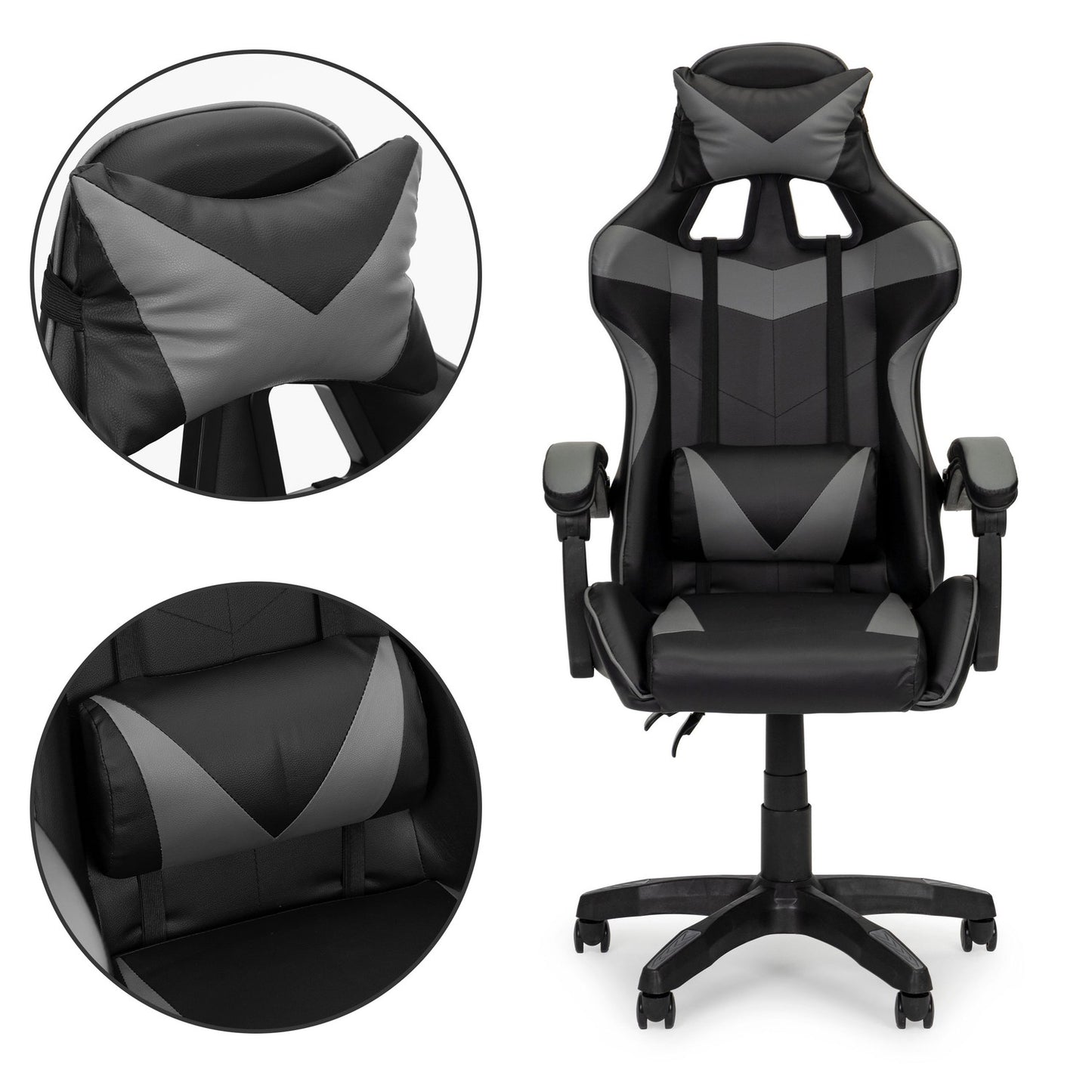Bucket gaming chair, office chair with adjustment and cushions