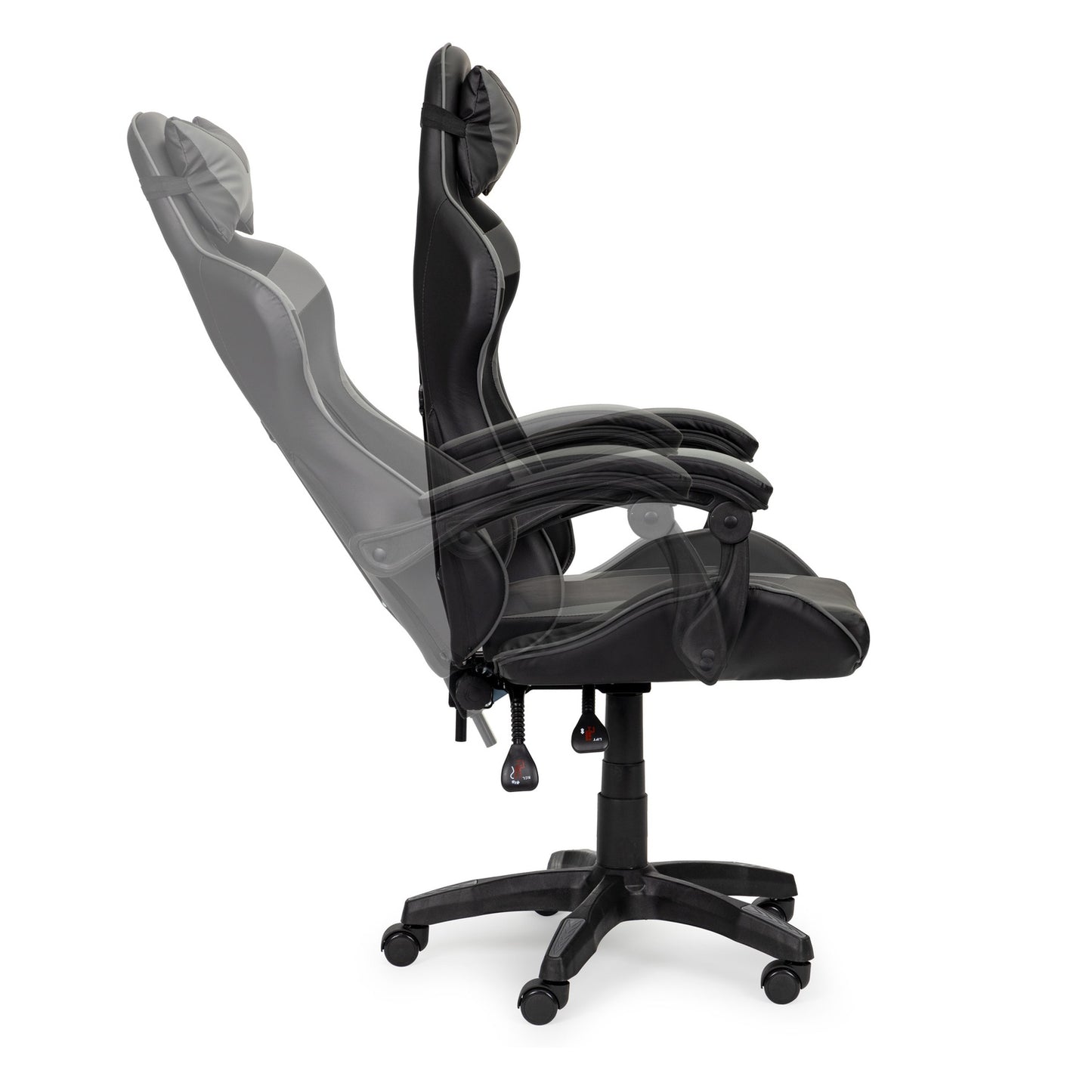 Bucket gaming chair, office chair with adjustment and cushions