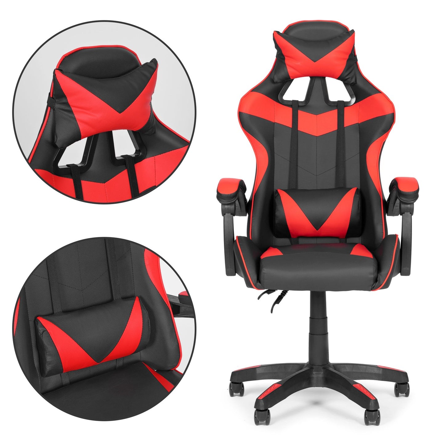 Bucket gaming chair, office chair with adjustment and cushions