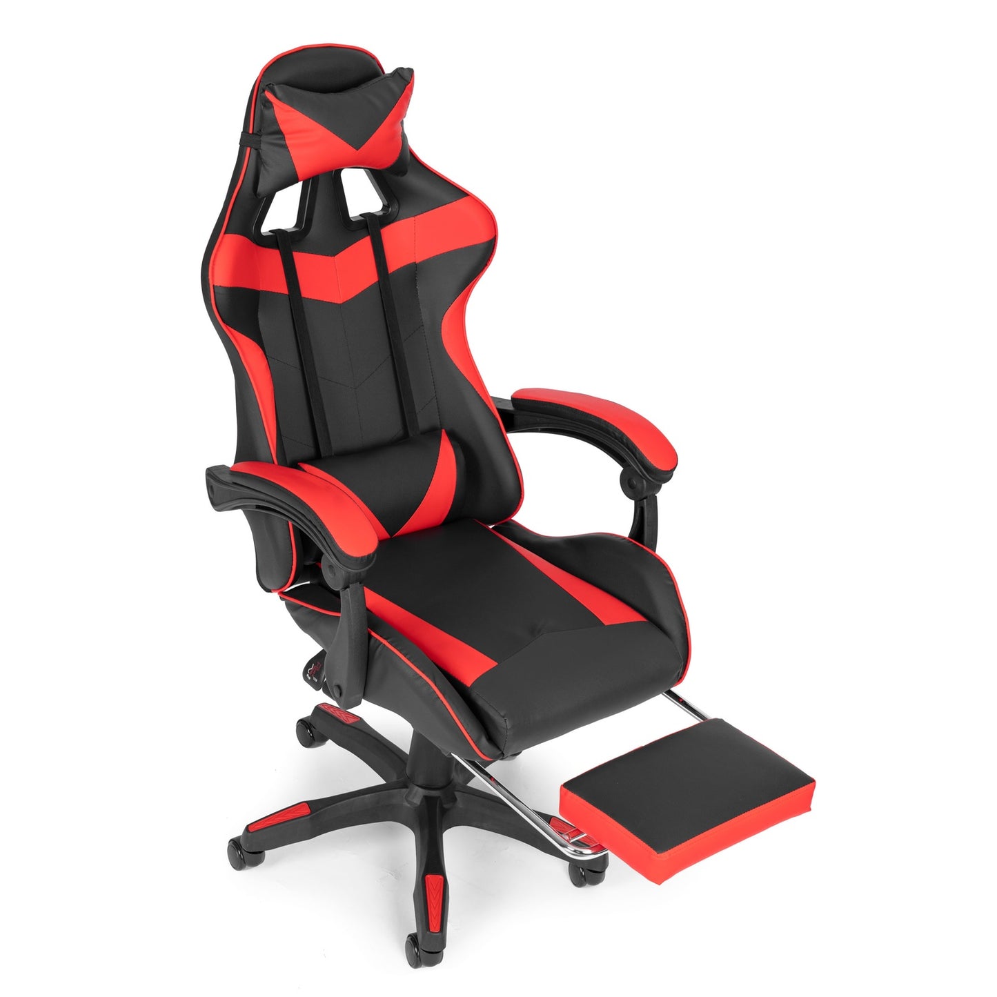 Bucket gaming chair, office chair with adjustment and footrest cushions, red