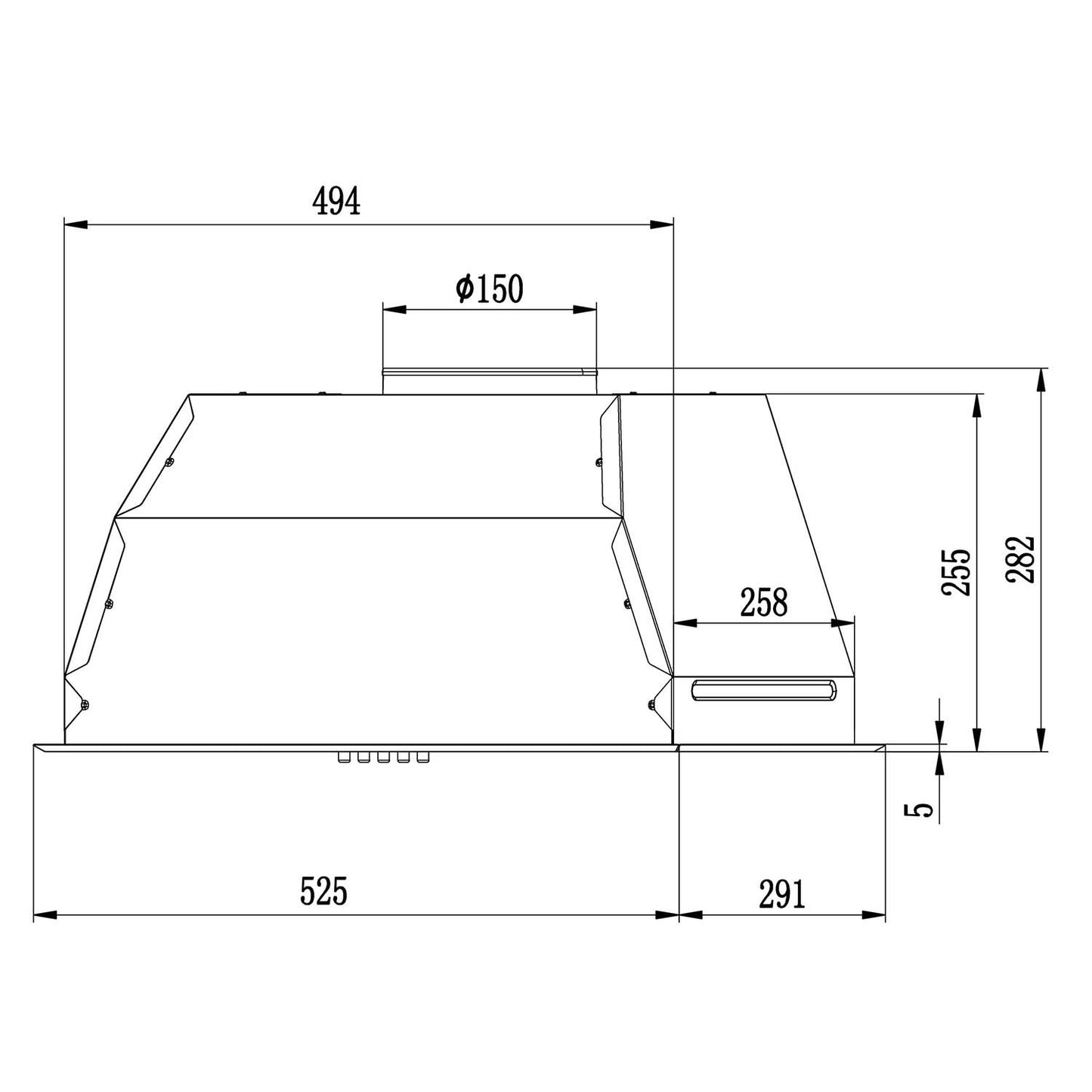 Built-in kitchen hood 52 cm Berdsen BT-232 black