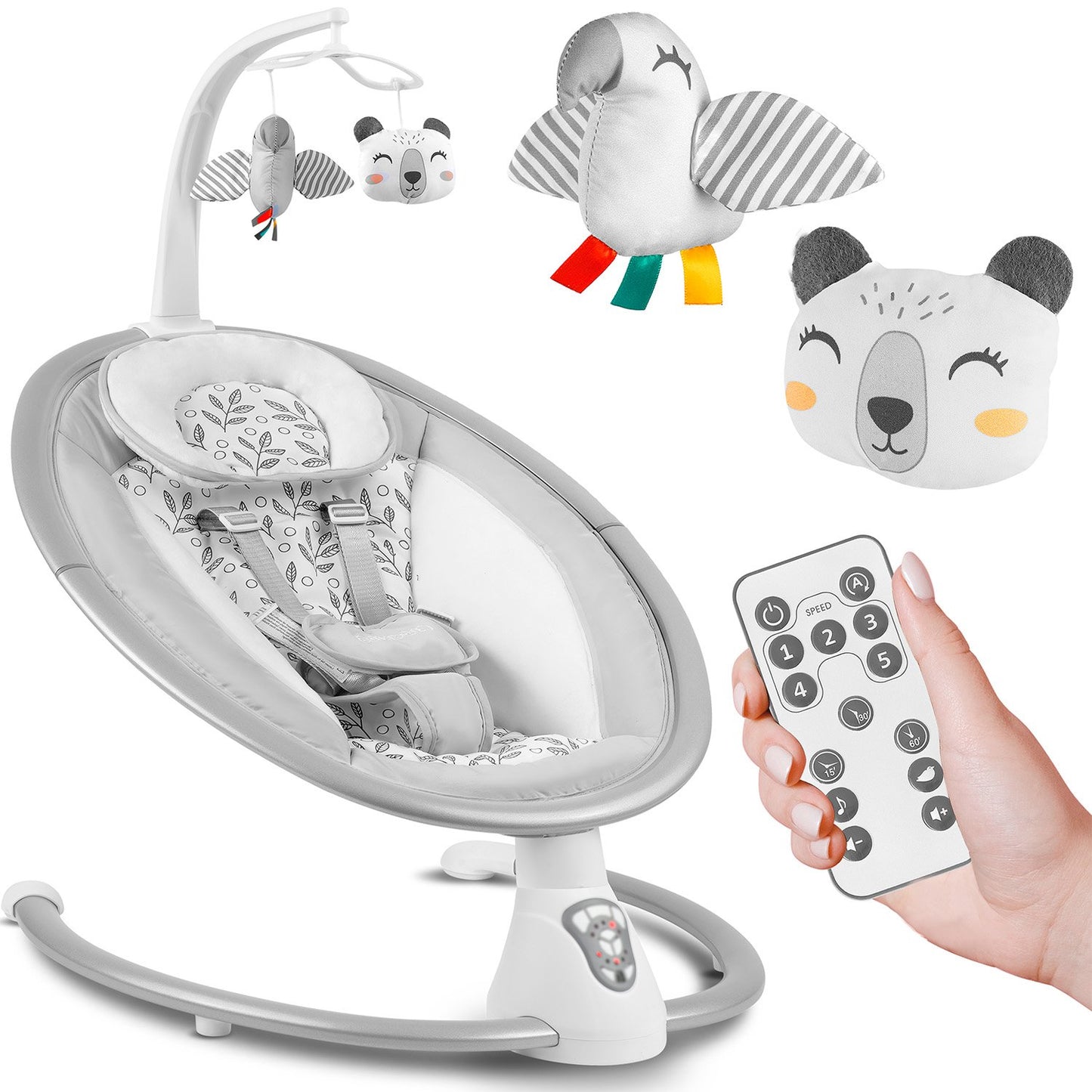 Bujaczek leżaczek multifunctional with automatic rocking white and gray Ricokids 705000