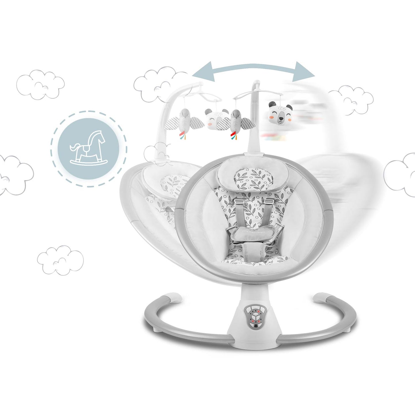 Bujaczek leżaczek multifunctional with automatic rocking white and gray Ricokids 705000
